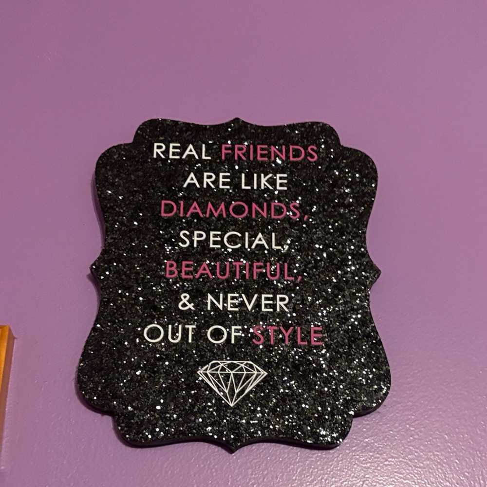 Black Glitter Wall Sign with Pink Text